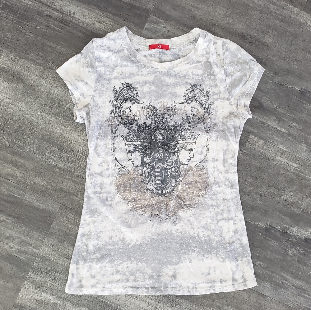 White Grey Detailed Xi Short Sleeve